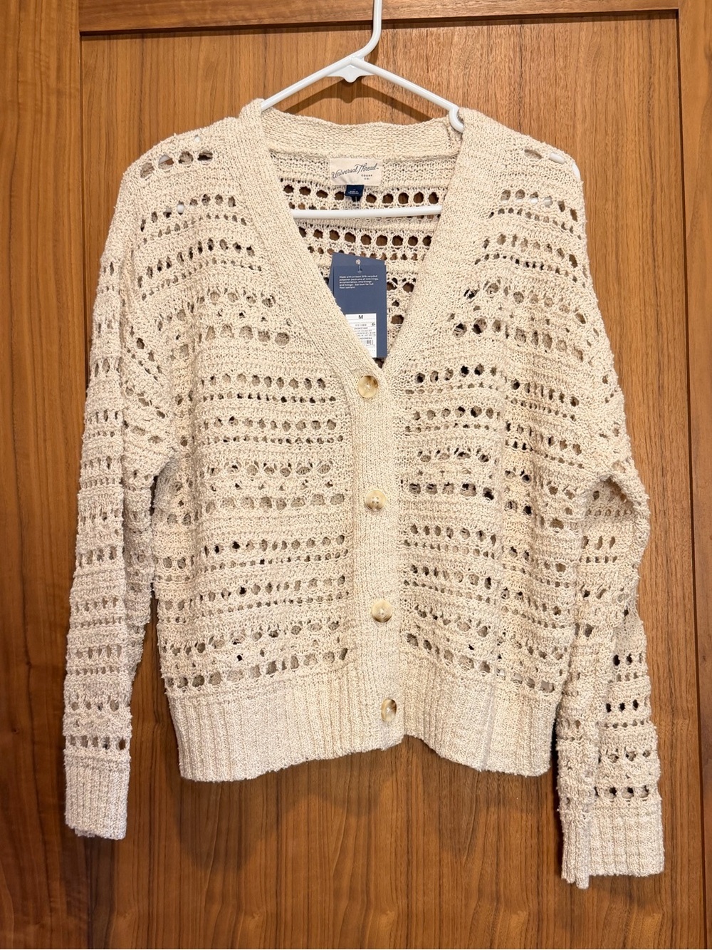 Universal Thread Cream Open-Knit Button Cardigan NWT